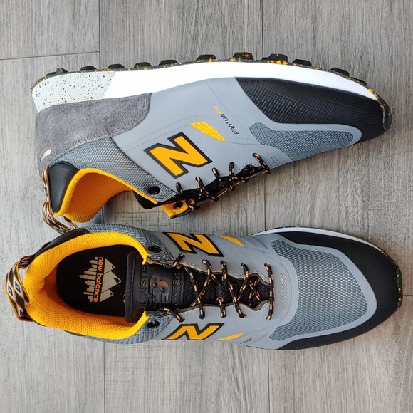 Brand New Men's New Balance Trailbuster Grey Chromatic Yellow Running Shoes 11.5 - Picture 6 of 12